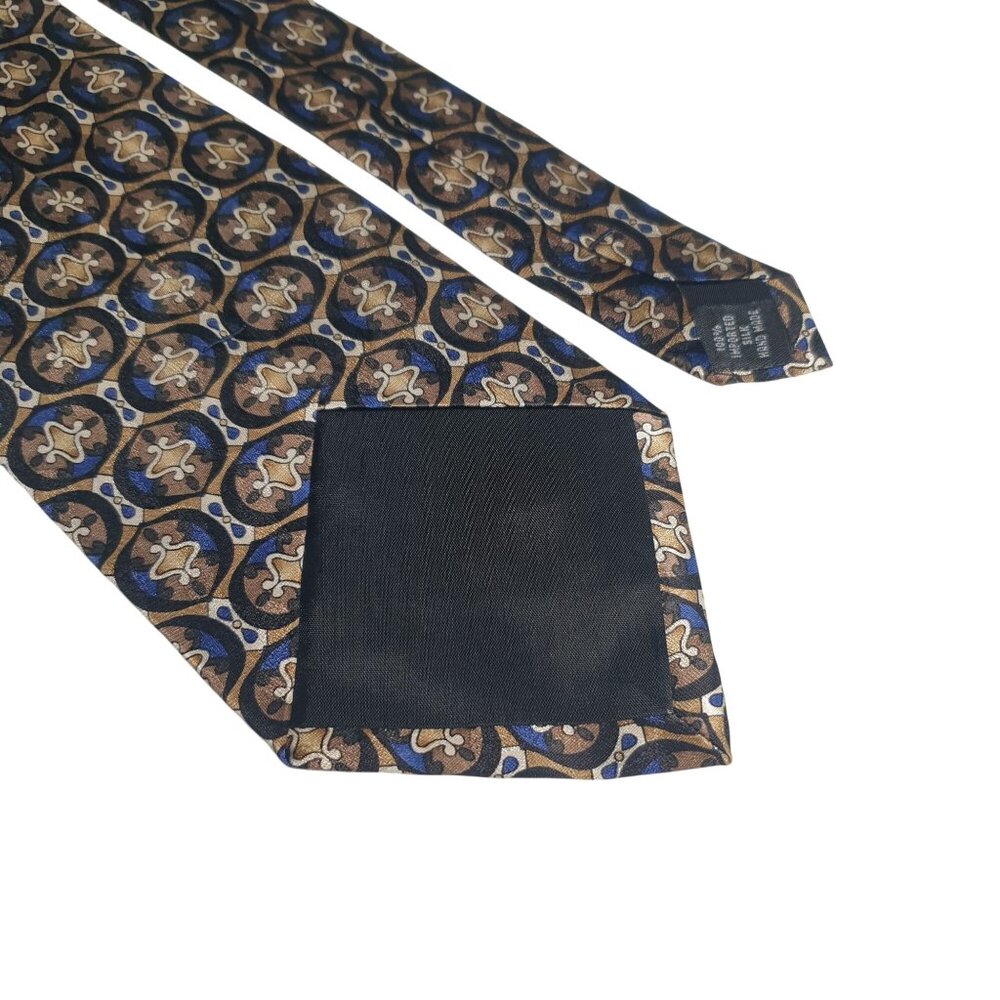 Barrington Abstract Print Silk Tie Black Blue Brown Designer Accessory 56x4 In - Picture 5 of 5